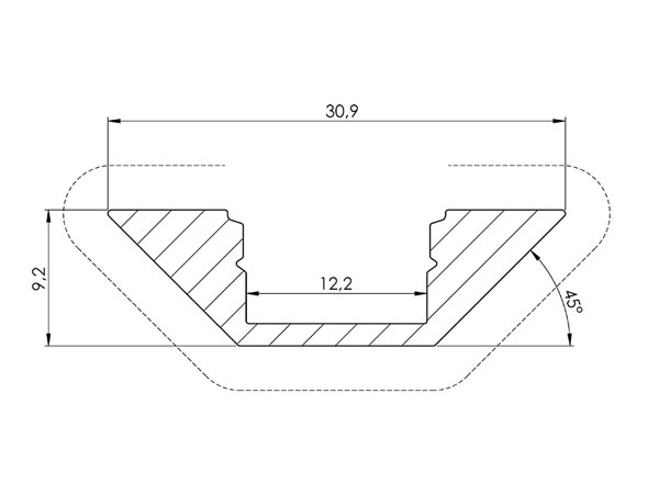 Profile alu pour flexible led  2m angle 90° h9.2mm