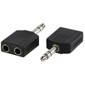 Adaptateur audio-video jack 6.35mm male stereo / 2 x jack 6.35mm femelle stereo
