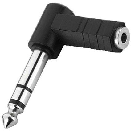 Adaptateur audio-video jack 6.35mm male stereo / jack 3.5mm femelle stereo coude