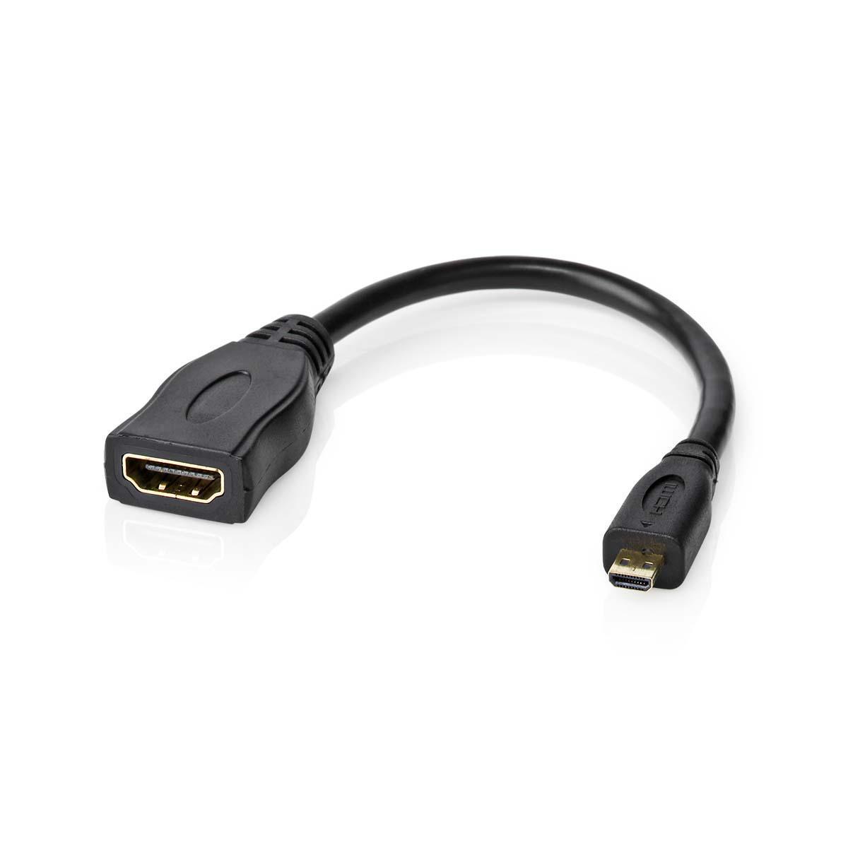 Cable adaptateur micro hdmi male (type d) vers hdmi femelle l=0.20m / 4k@30hz / 10.2gbps