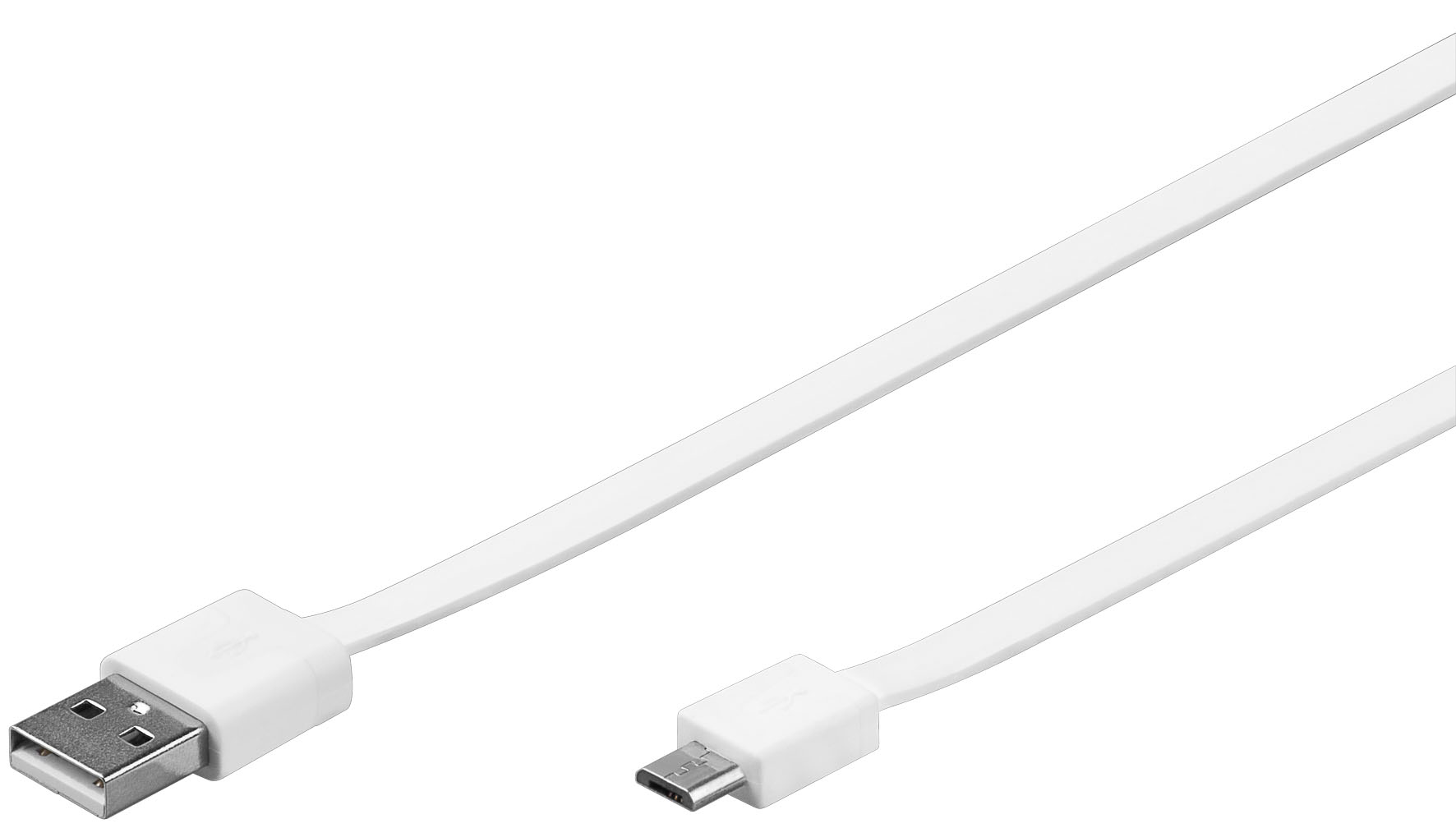 Cordon informatique usb a male / micro usb male (cable plat blanc) l=1m