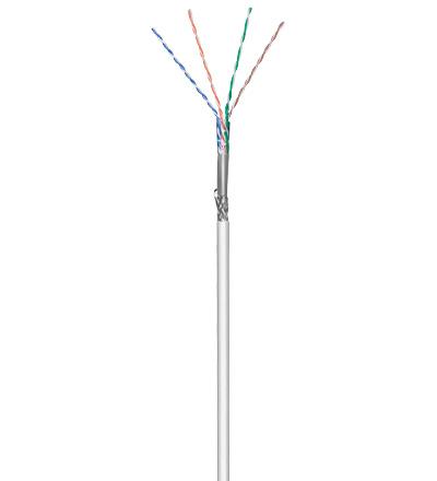 Câble réseau double blindage 4 paires torsadees multibrins 100% cu cat5e sf/utp d= 5.7mm 100mhz l= 100m