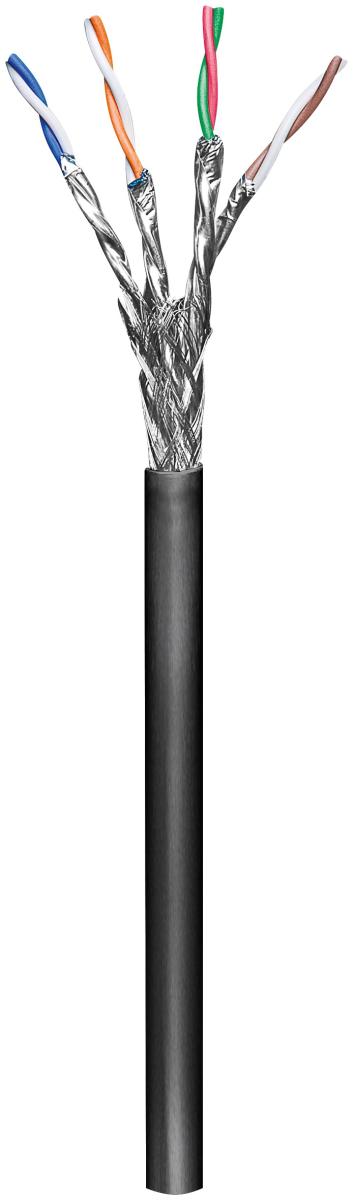 Cable reseau blinde 4 paires torsadees monobrin  cat6 ftp ( pimf ) l=100m pour l'exterieur