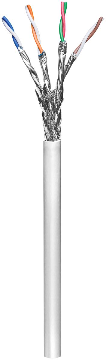 Cable reseau blinde 4 paires torsadees monobrins 100% cu  cat6 s/ftp ( pimf ) d=6.3mm l=1m