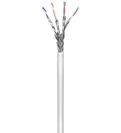 Cable reseau blinde 4 paires torsadees monobrin 100% cu  cat6 s/ftp ( pimf ) d=6.3mm l=100m