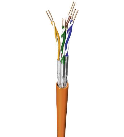 Cable reseau blinde 4 paires torsadees monobrins 100% cu  cat7a s/ftp (pimf ) l=1m