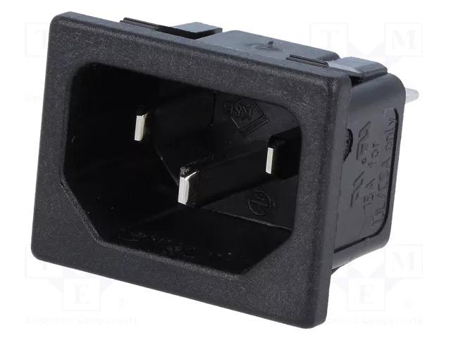 Fiche alimentation iec-cee (c14) châssis mâle 3 pôles a clipser