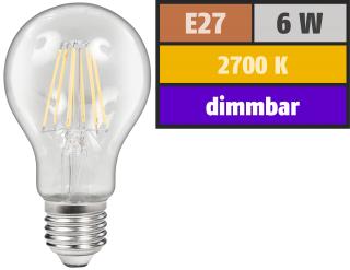 Ampoule a filament led e27 style retro 6w blanc chaud 2700k 600 lumens 60x110mm dimmable