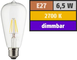 Ampoule a filament led e27 style retro st64 6.5w blanc chaud 2700k 810 lumens 64x140mm dimmable