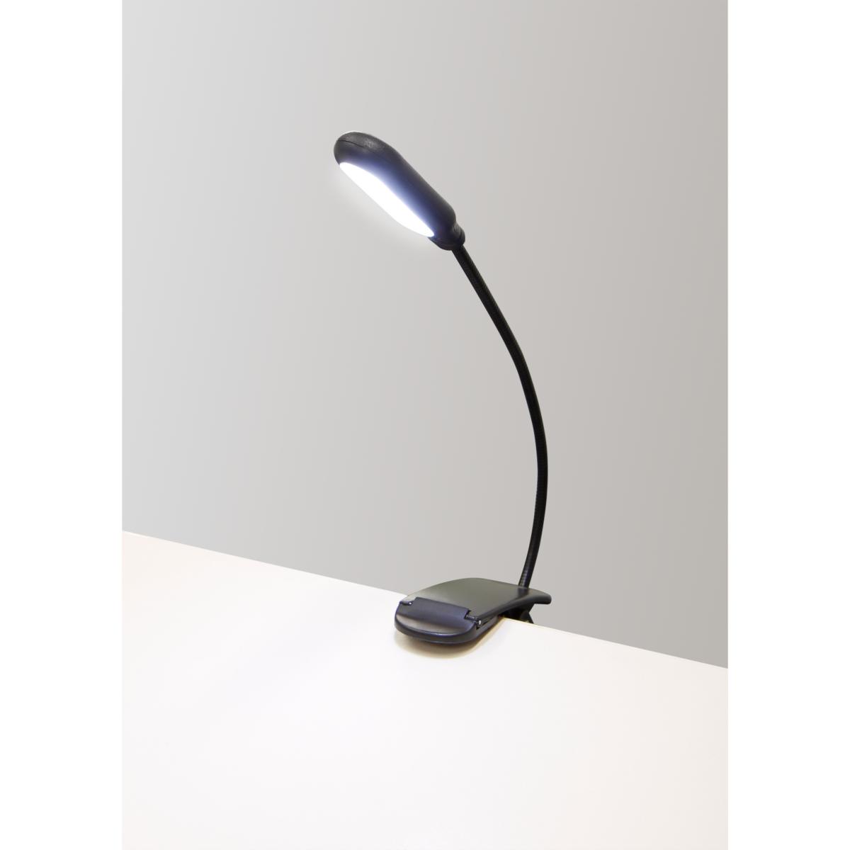 Lampe à pince/lampe de lecture à led, 5 led, avec pile, métal/plastique