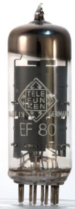 Tube electronique  ef80 / 6bx6 / 8d6 pentode 9 pins ( noval )