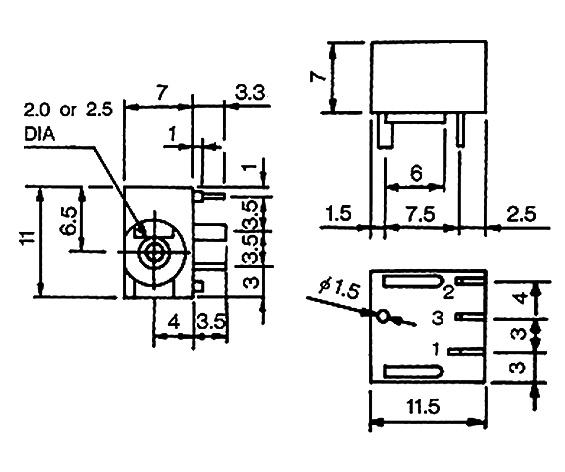Fiche alim chassis 2.1 mm montage sur circuit imprime