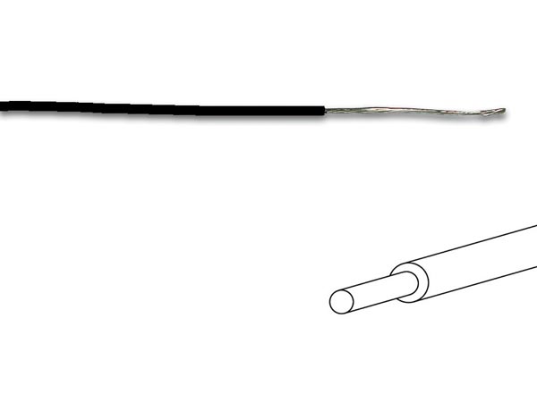 Fil de cablage - noire - monobrin ( 1 x 0.2mm2 ) 0.20mm2 d=1.4mm l=100m
