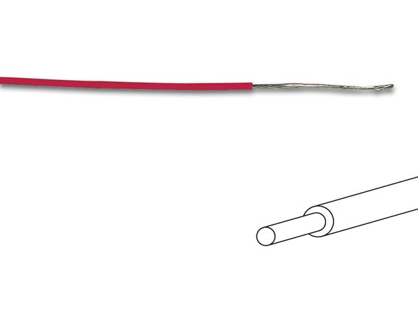 Fil de cablage - rouge - monobrin ( 1 x 0.2mm2 ) 0.20mm2 d=1.4mm l=100m