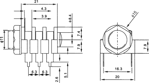 Lot de 2 x fiche jack 6.35mm femelle stereo chassis ci avec inter