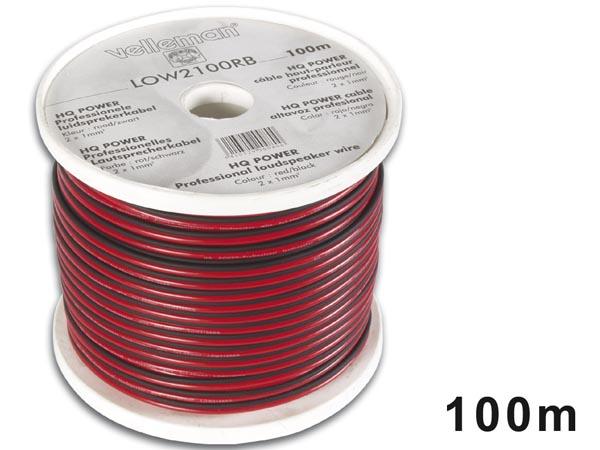 Câble haut-parleur - rouge/noir - 2 x 1.00mma² - l= 100m