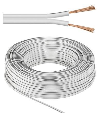 Cable hp extra-plat 2 x 2.5 mm epaisseur 3.2mm blanc l=10m