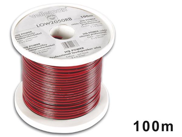 Cable haut-parleur - rouge/noir - 2 x 0.75mm2 l=100m