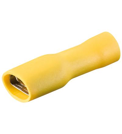 Cosse femelle 6.4mm isolée jaune pour câble 4 à 6mm² lot de 100 pièces