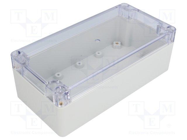 Coffret etanche ip65 en polycarbonate - gris clair avec ouvercle transparent  160 x 80 x 55mm