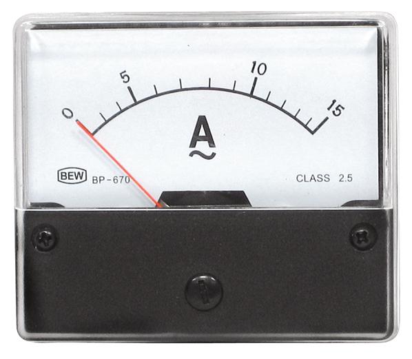 Galvanomètre classe 2.5 15aca dim:70x60x35mm affichage: 70x32mm
