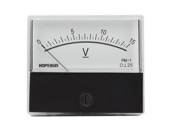 Voltmètre analogique de tableau 15vcc / 70 x 60mm classe 2.5