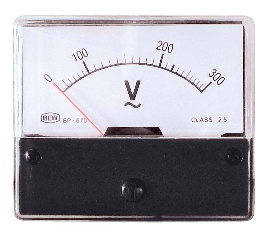Voltmètre analogique de tableau 300vac / 70 x 60mm classe 2.5