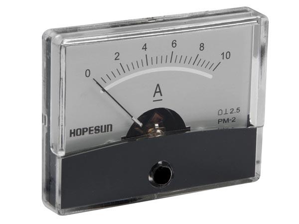 Ampèremètre analogique de tableau 10a cc / 60 x 47mm avec miroir classe 2,5