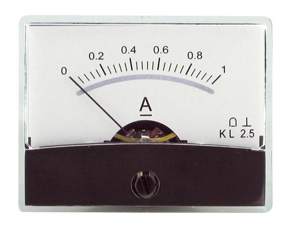 Ampèremètre analogique de tableau 1a cc / 60 x 47mm avec miroir classe 2,5