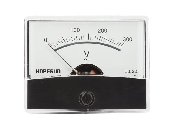 Voltmètre analogique de tableau 300vca / 60 x 47mm avec miroir classe 2,5