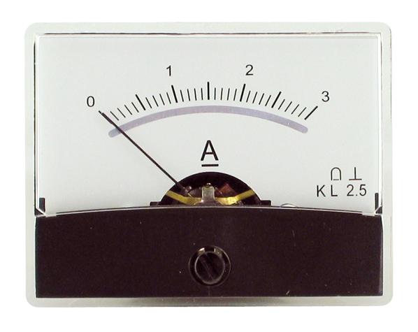 Ampèremètre analogique de tableau 3a cc / 60 x 47mm avec miroir classe 2,5