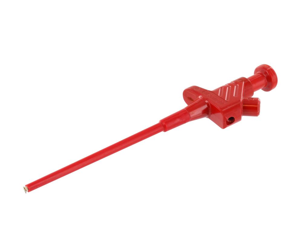 Grip-fils avec tige flexible - connexion a vis ou fiche banae 4mm - cat1  60vdc 4a -rouge - (kleps 30) hirschmann -