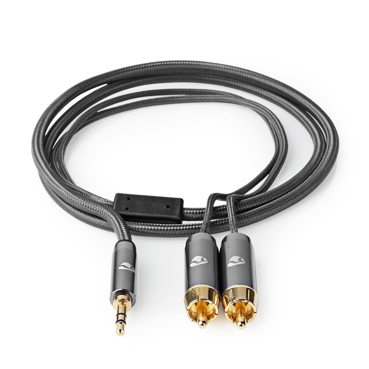 Cable audio hq jack 3,5mm mâle stéréo / rca mâle x2  l=2m