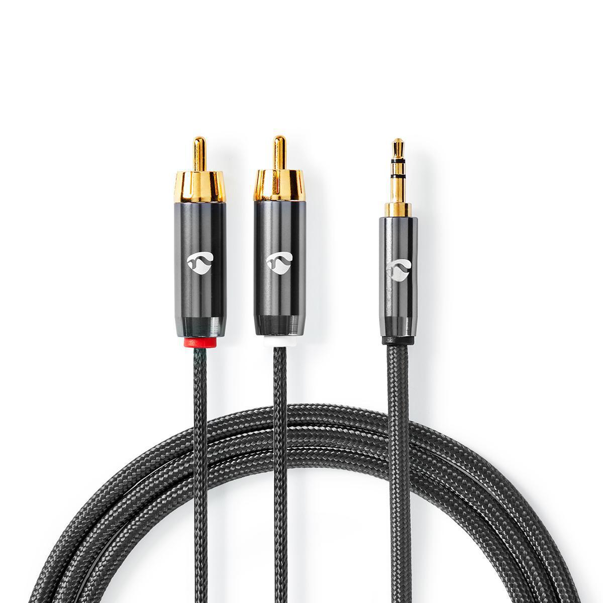 Cable audio hq jack 3,5mm mâle stéréo / rca mâle x2  l=2m