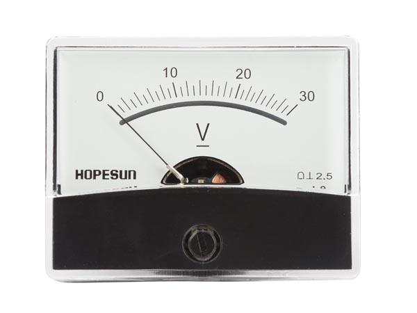 Voltmètre analogique de tableau 30vcc / 60 x 47mm classe 2.5