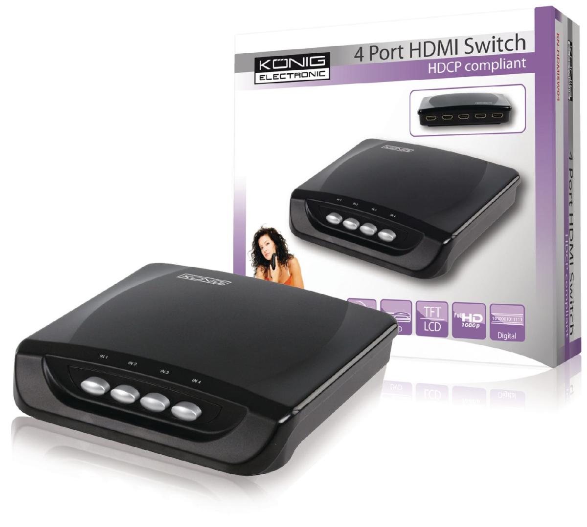 Commutateur hdmi 4 ports manuel könig