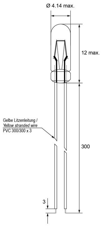 Lampe miniature filaire 12v à 14v 1.1watts 85 ma t1-1/4 4.1x11.5mm