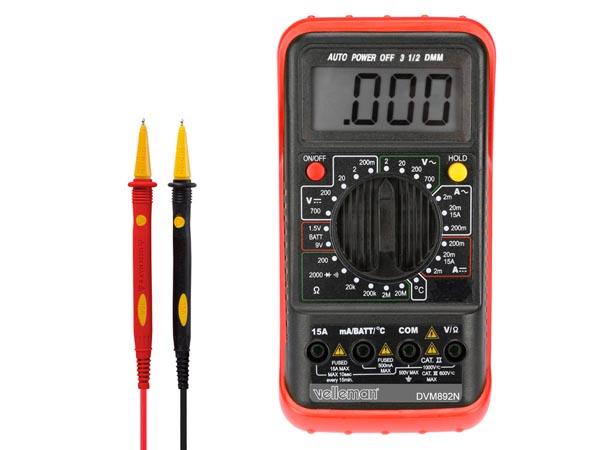 Multimètre numérique : ohmètre /voltmètre/ampèremètre-15a - /thermomètre /testeur de continuité cat2 700v - cat3 600v -