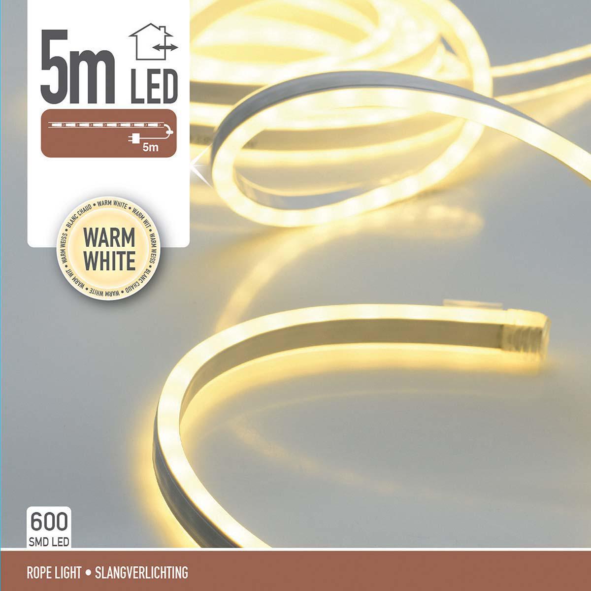 Bande led type néon blanc chaud - 5 mètres - ip44 - 120 leds smd par mètre - 220vac