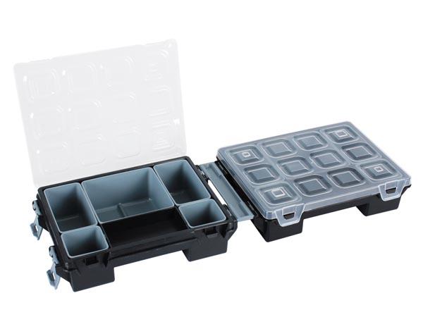 Boîte de rangement double face a 10 compartiments amovibles 195 x 145 x 95 mm