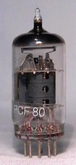 Tube electronique pcf80 / 9a8 / 8a8 / triode - pentode  9 pins ( noval )