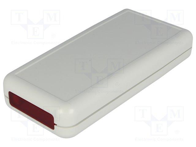 Coffret plastique abs 142 x 69 x 25mm type télécommande gris clair , avec logement pour pile