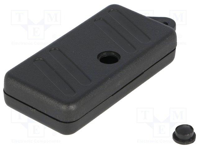 Coffret plastique 61 x 31 x 12.8mm type télécommande noir , percage pour bouton poussoir