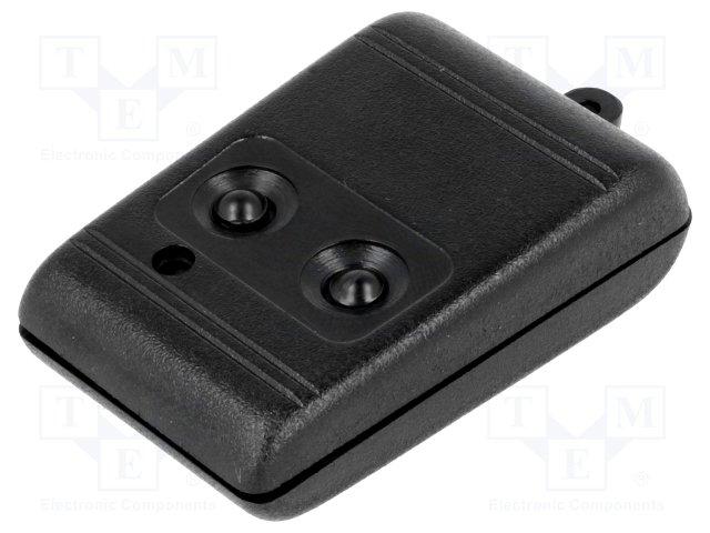 Coffret plastique 56 x 38 x 16.5mm type télécommande noir , percage pour 2  x  bouton poussoir