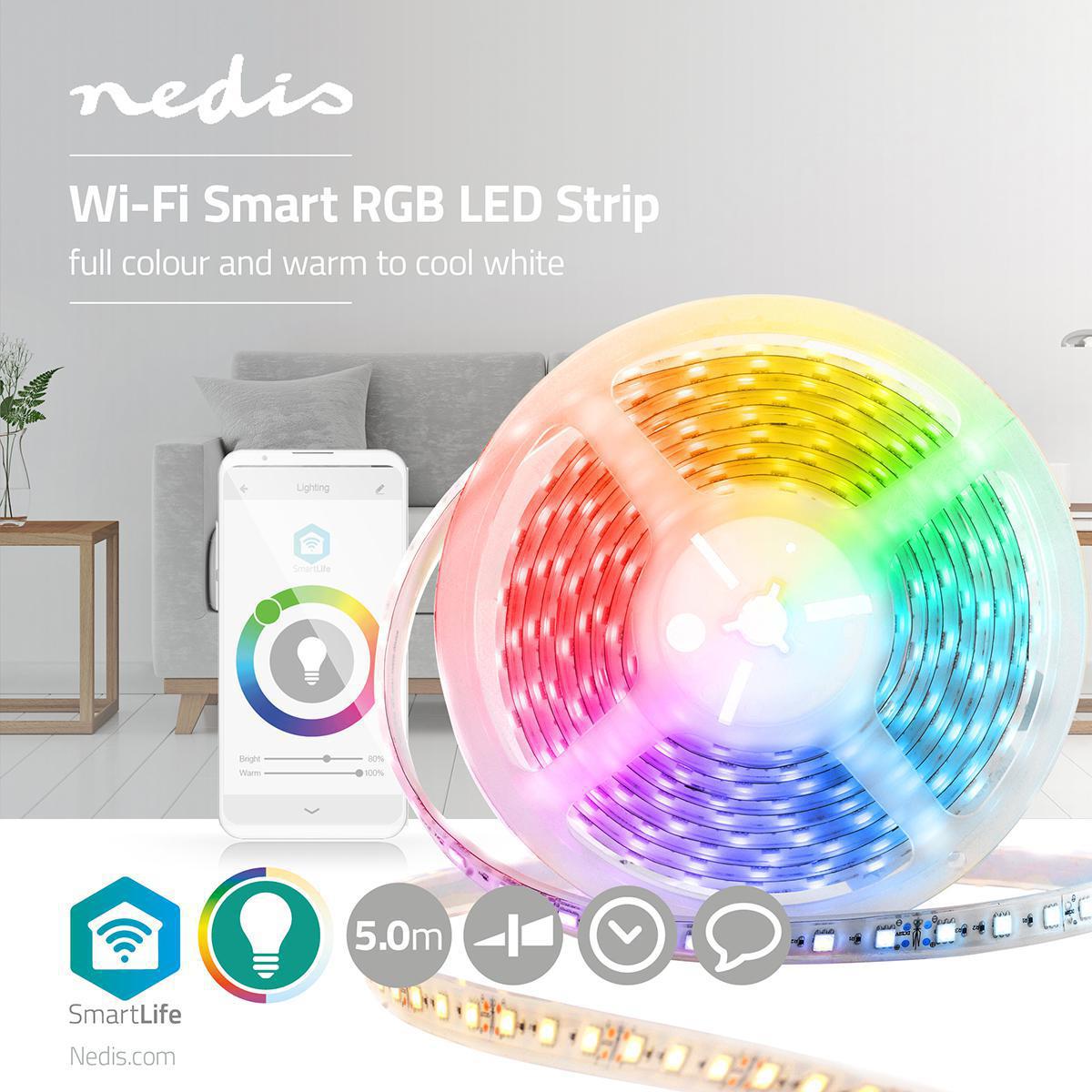 Ruban led smartlife wi-fi rgb + blanc chaud et froid / l=5m / 960lm / ip65