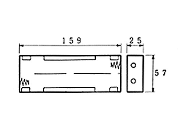 Coupleur de 6 piles c (r14), avec cosses a souder 159x57x25mm