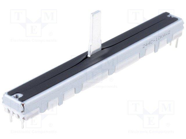 Potentiomètre rectiligne logarithmique stéréo 2x100k / course de 60mm / alps