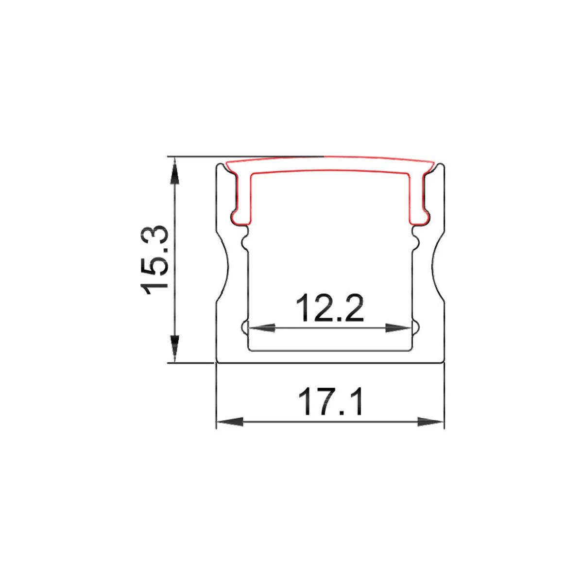 Profilé aluminium à encastrer 15 x 17 mm longueur 2 m