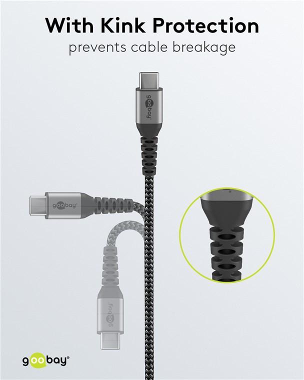 Câble haute qualité usb-c vers usb-c / 1.00 m / 480 mbps / nylon tressé aluminium