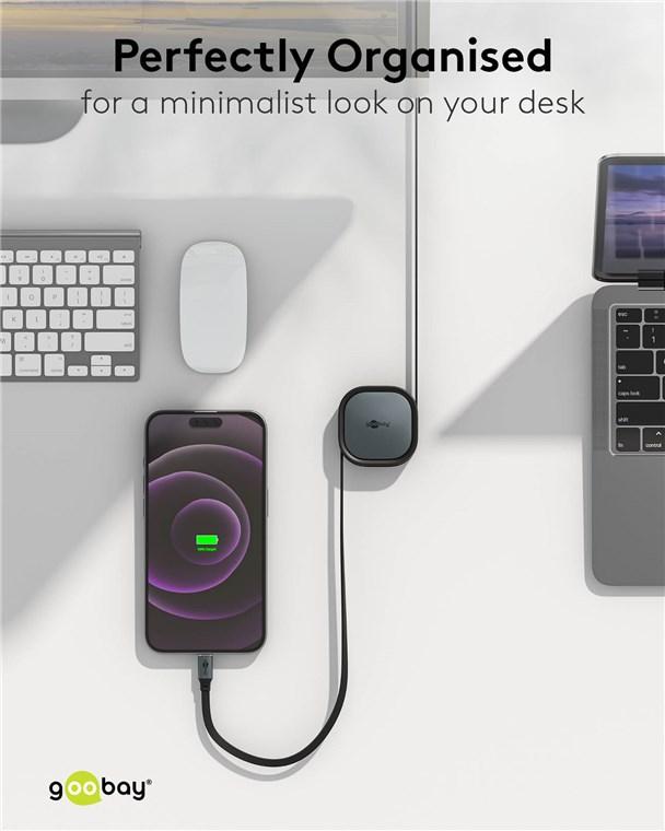 Câble haute qualité usb-c vers usb-c / 1.00 m / auto-enroulant / 480 mbps